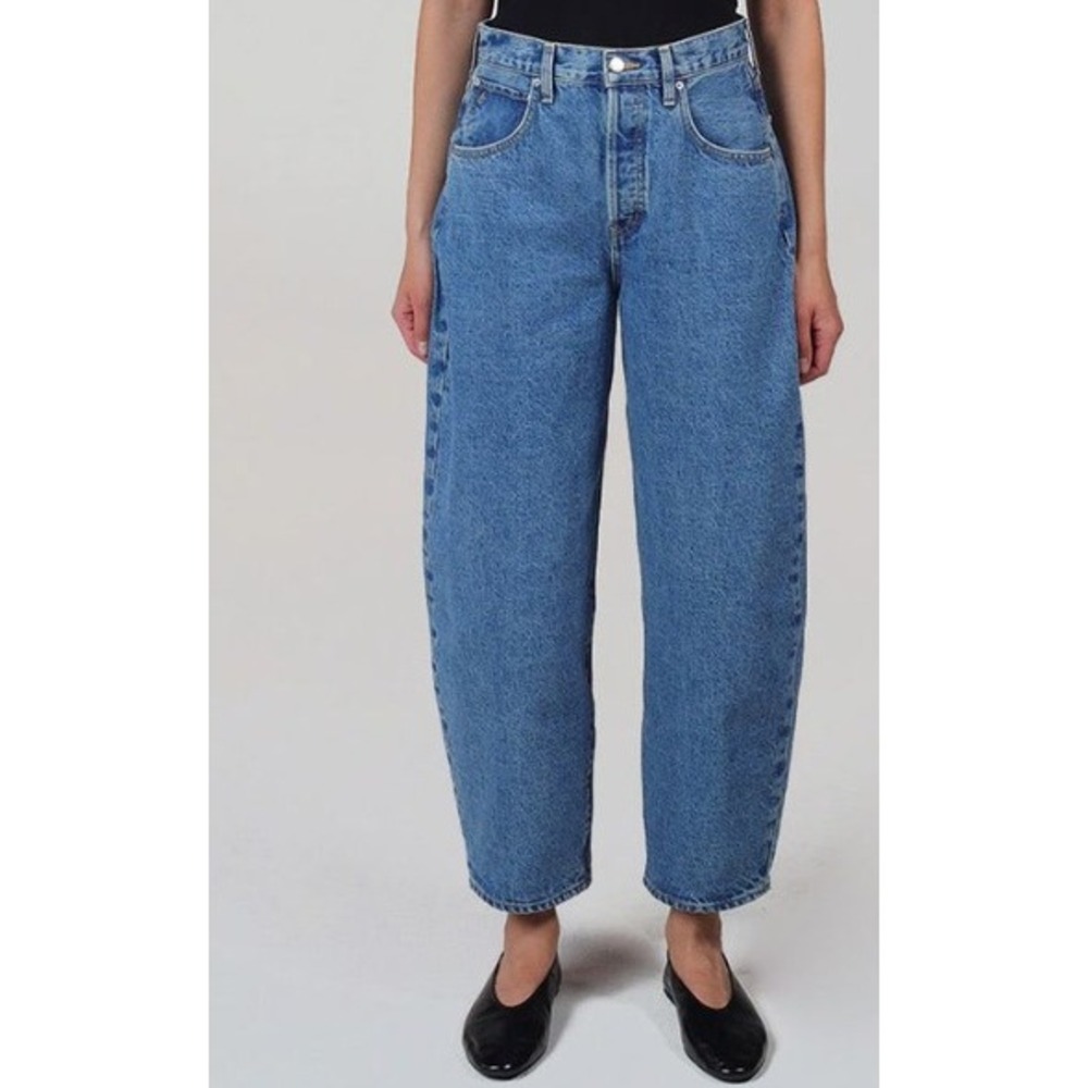 Etica Cassel Ultra High Barrel Jeans Women's Size‎ 24 BlueStone Wash Denim